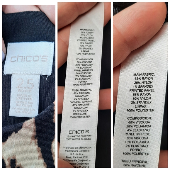 Chico's Asymmetric Leopard Colorblock Print Ponte Stretch Dress Slimming Petite - Picture 10 of 11